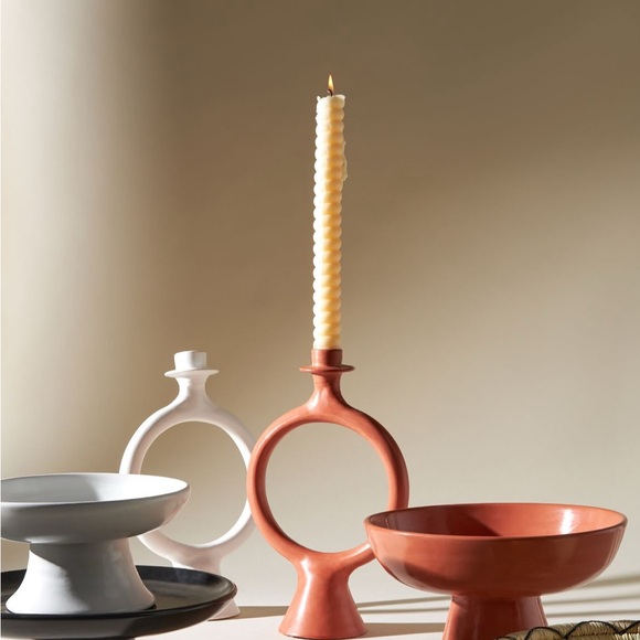 Moroccan Ring Taper Candlesticks from Anthropologie - white and terracotta - Picture 2 of 8